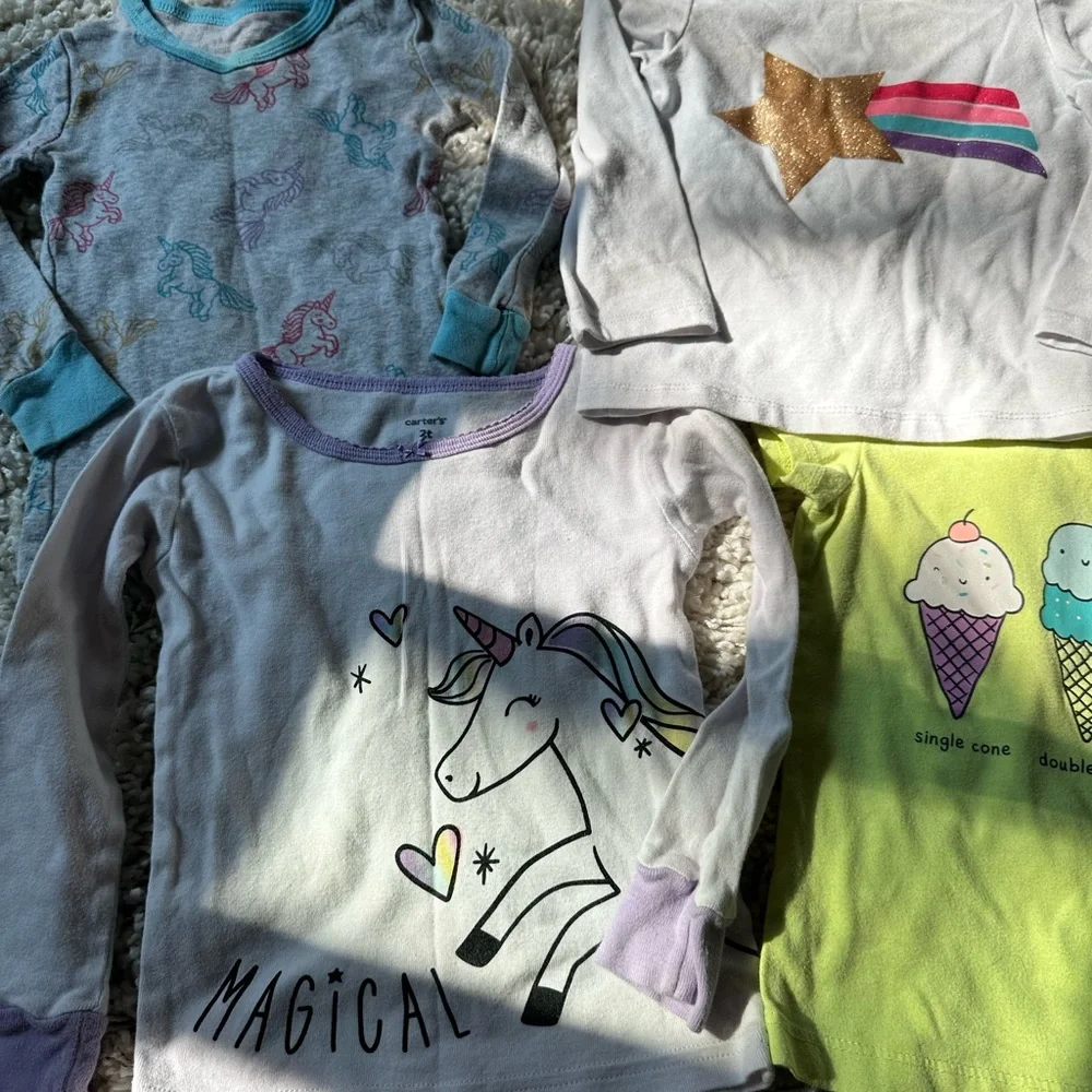2T little girls unicorn theme bundle set of girl toddler tops and shirts
